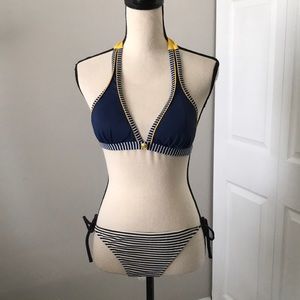 Navy and Yellow Halter Bikini Set - Women Swim Bikini